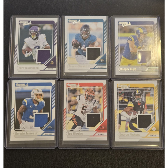 Lot of 6 2024 Donruss Threads Jersey Relic Cards Kupp Higgins Pickens Etienne - Picture 1 of 2